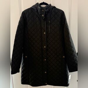 NWT Lauren Ralph Lauren Quilted Black Hooded Women's Coat Jacket